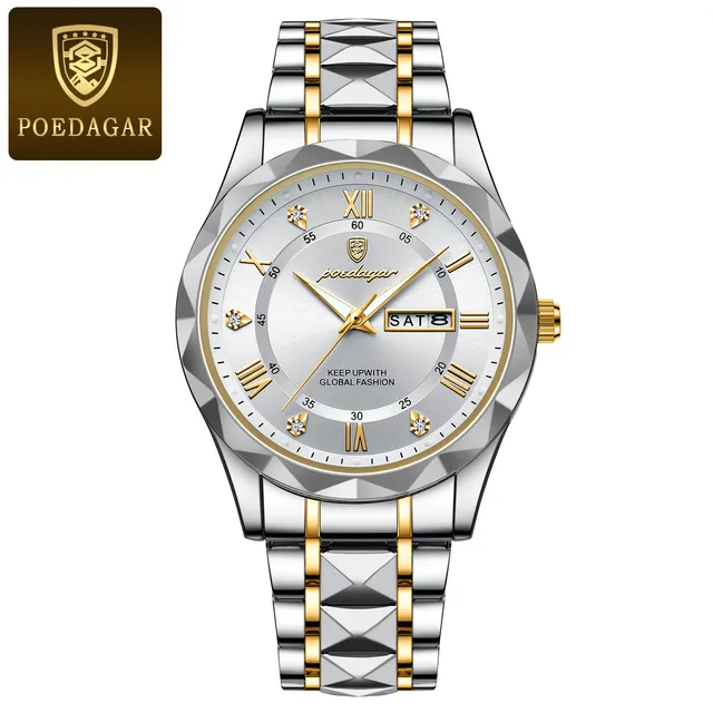 POEDAGAR 615 Men Watch For Sports Waterproof Luminous Stainless Steel White dial