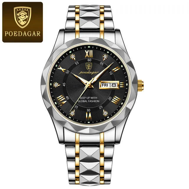 POEDAGAR 615 Men Watch For Sports Waterproof Luminous Stainless Steel Black dial